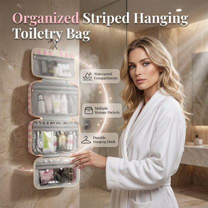🔥Soldes d'été - 60% de réduction💞Plus de 30 000 exemplaires vendus !!💝Trousse de toilette de voyage suspendue à rayures