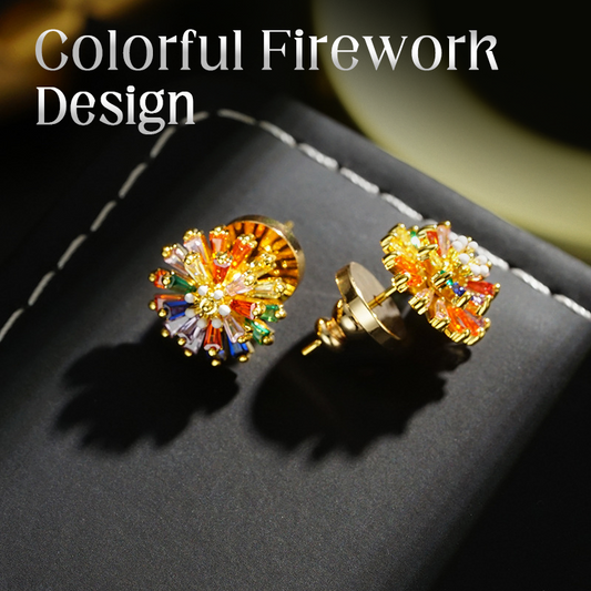 📢📢 37 % DE RÉDUCTION !! ⏰ Boucles d'oreilles clous motif feu d'artifice colorées pour femme