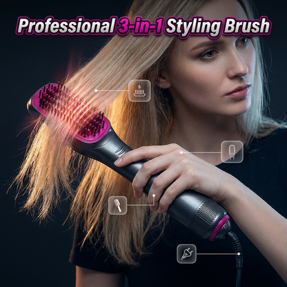 💇‍♀️ 50% DE RÉDUCTION ! ⏰ Brosse Soufflante 3-en-1 – Sèche, Lisse & Coiffe – Tête Extra-Large, Panneau Flottant & 1000W – Brushing Rapide comme au Salon ✨🌀🌿