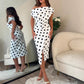 ⏰ 50% DE RÉDUCTION – Pour une durée limitée 🌸 Robe Midi à Pois pour Femme ✨ Coupe Asymétrique, Détails Fronçés & Ajustement Élégant avec Fente