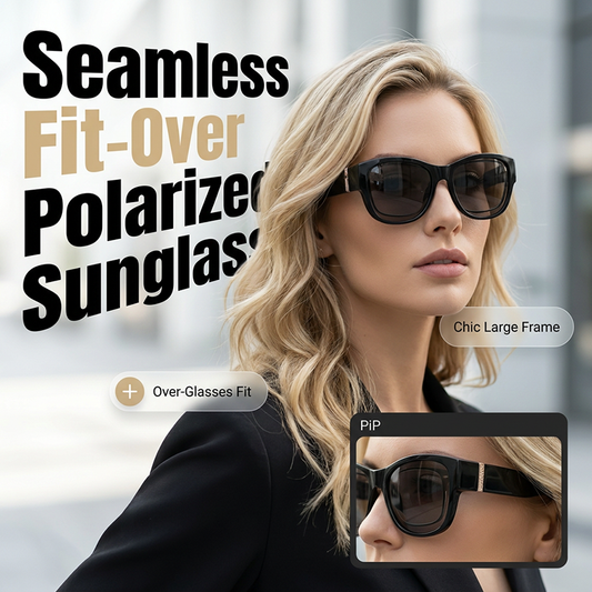 🏖️PROMO -50%🔥Lunettes Soleil Polarisées Sur-Lunettes Femme – 9 Couches Anti-Reflets Eau Route Neige UV400, Grande Monture Glamour Hollywood, Matériaux Haute Qualité Charnières Renforcées · 4 Styles✨