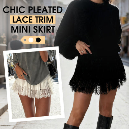 ❤️Mini Jupe Plissée Chic avec Bordure en Dentelle