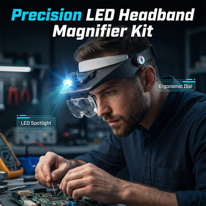 📢💡 PROMO FLASH 60% ! Loupe Frontale LED 4 Lentilles – Grossissement 1,2x-3,5x, Mains Libres, Léger 176g, Idéale Bricolage, Lecture, Maquillage 🔍