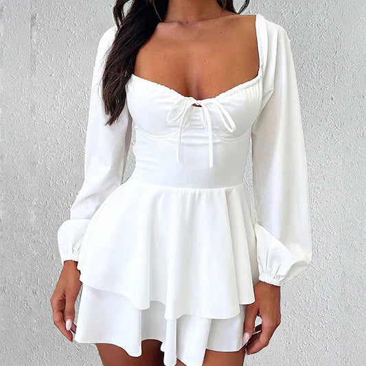👗 50 % DE RÉDUCTION EN CE MOMENT ! 🎀 Robe-jupe à encolure en cœur pour femme – Volants superposés et dos nu – À la fois espiègle et élégante 🥂