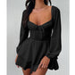 👗 50 % DE RÉDUCTION EN CE MOMENT ! 🎀 Robe-jupe à encolure en cœur pour femme – Volants superposés et dos nu – À la fois espiègle et élégante 🥂