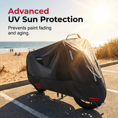 🏍️ 50 % DE RÉDUCTION EN CE MOMENT ! ⏰ Housse de moto tout temps ultime – Très résistante, imperméable et anti-UV – Convient à la plupart des motos, avec œillets de sécurité et coutures renforcées – Idéale pour le stockage en extérieur 🌧️☀️