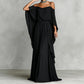👗 Robe fluide sans manches à encolure asymétrique – design minimaliste, jupe ample et allure élégante, idéale pour les occasions spéciales et le quotidien avec élégance 🌙