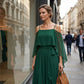👗 Robe fluide sans manches à encolure asymétrique – design minimaliste, jupe ample et allure élégante, idéale pour les occasions spéciales et le quotidien avec élégance 🌙
