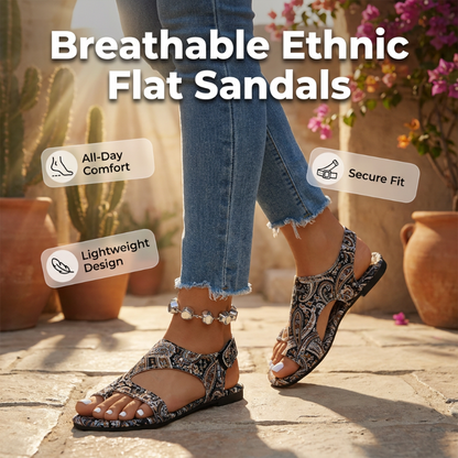 🎁Nouveauté 50% DE RÉDUCTION💥Sandales Plates Ethniques Femme Style Mule