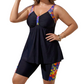 👙 57% DE RÉDUCTION !💐 Maillot de bain deux-pièces pour femme : haut ample et short – effet amincissant au niveau du ventre, shorty, bon maintien ✨