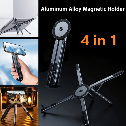 🧲📱 -50% ! 💻Support Magnétique Multifonction 4-en-1 – Fixation Solide, Hauteur Réglable & Design Pliable.