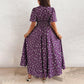 Robe Midi Élégante À Fleurs et Col en V pour Femme