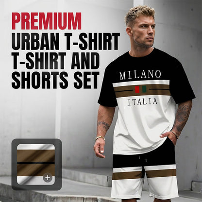 👕 PROMO LIMITÉE -50% ! ✨ Ensemble T-shirt Imprimé et Short Homme – Color-Block, Respirant, Style Streetwear 🔥