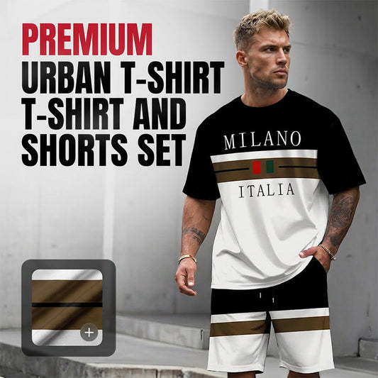 👕 PROMO LIMITÉE -50% ! ✨ Ensemble T-shirt Imprimé et Short Homme – Color-Block, Respirant, Style Streetwear 🔥
