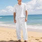 👔 50% DE RÉDUCTION 🌊 Ensemble chemise & pantalon en lin pour homme – Coupe décontractée, tenue de plage – Léger, respirant & idéal pour l’été – look relax et naturel ☀️✨