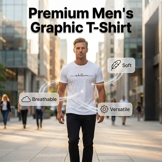 👕 OFFRE LIMITÉE -50% ! ✨ T-Shirt Col Rond À Imprimé Graphique Homme – Script Minimaliste, Coupe Athlétique, Respirant 🔥