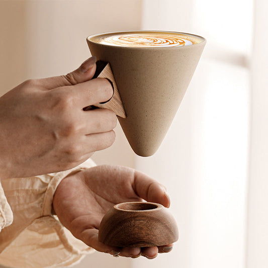 📢📢 -50% !! ⏰ Tasse à Café Vintage avec Anse en Bois & Soucoupe