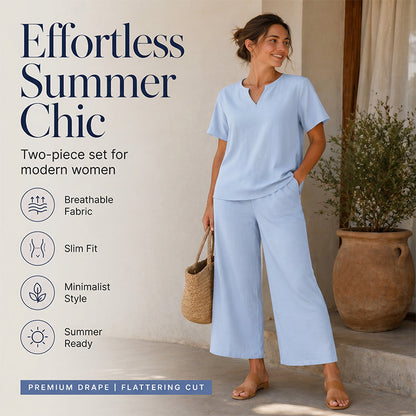💃✨ 50% DE RÉDUCTION – Ensemble Haut Col V & Pantalon Large pour Femme – Style Effortless, Élégance Instantanée ! | Col V Flatteur + Pantalon Fluide | Ensemble Assorti Prêt-à-Porter 👚👖