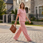 💃✨ 50% DE RÉDUCTION – Ensemble Haut Col V & Pantalon Large pour Femme – Style Effortless, Élégance Instantanée ! | Col V Flatteur + Pantalon Fluide | Ensemble Assorti Prêt-à-Porter 👚👖