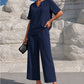 💃✨ 50% DE RÉDUCTION – Ensemble Haut Col V & Pantalon Large pour Femme – Style Effortless, Élégance Instantanée ! | Col V Flatteur + Pantalon Fluide | Ensemble Assorti Prêt-à-Porter 👚👖