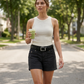 Short Casual Stretch Femme avec Poches Utilitaires