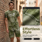🎉 Soldes 2026 — Plus de 33 000 vendus ! 👕 Ensemble T-Shirt & Short Imprimé Faux Denim Décontracté Homme 🧢