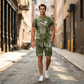 🎉 Soldes 2026 — Plus de 33 000 vendus ! 👕 Ensemble T-Shirt & Short Imprimé Faux Denim Décontracté Homme 🧢