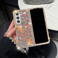 Offre Spéciale : Coque Paillettes Poisson Rouge Scintillant pour Samsung Z Fold | Housse Luxe Strass avec Dragonne | Coque Rigide Acrylique Anti-Choc
