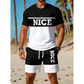 ⏰ -50% – ENSEMBLE T-SHIRT & SHORT COLOR BLOCK HOMME ! 👔🩳 Respirant, Stylish & Polyvalent – Tissu Léger, Taille Élastique & Poches Pratiques – Parfait pour le Sport, le Gym et le Quotidien ✨💪