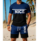 ⏰ -50% – ENSEMBLE T-SHIRT & SHORT COLOR BLOCK HOMME ! 👔🩳 Respirant, Stylish & Polyvalent – Tissu Léger, Taille Élastique & Poches Pratiques – Parfait pour le Sport, le Gym et le Quotidien ✨💪