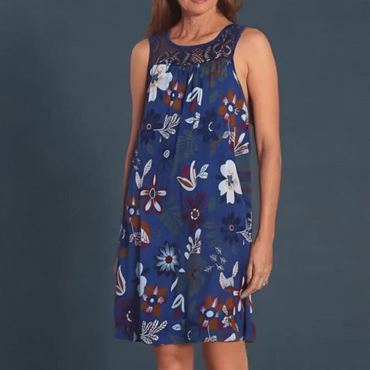 💥 -50% OFFRE LIMITÉE 🔥 Robe Sans Manches Imprimée | Coupe Ample Cache-Ventre | Anti-Faux Plis & Sans Repassage | Tissu Mélange Confortable | Blanc/Noir/Bleu Marine/Vert/Fuchsia S-4XL