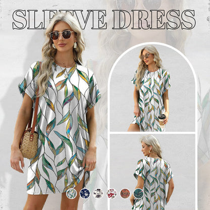 👗 50% DE RÉDUCTION ! 🌸 Robe Décontractée à Manches Courtes – Coupe Ample, Imprimés Tendance & Poches Latérales – Tissu Coton Léger – Parfaite pour l’Été, le Quotidien et les Voyages ☀️✨🌿