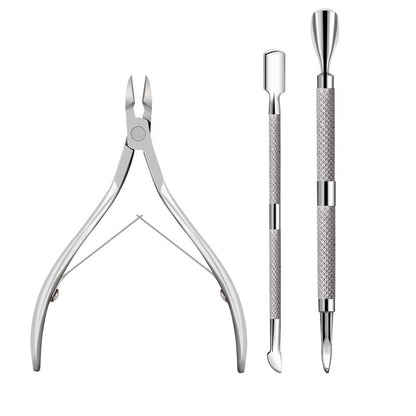 📢📢 50% DE RÉDUCTION !! ⏰ Ensemble d'Outils de Soin des Cuticules 3 Pièces en Acier Inoxydable
