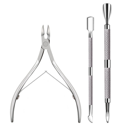 📢📢 50% DE RÉDUCTION !! ⏰ Ensemble d'Outils de Soin des Cuticules 3 Pièces en Acier Inoxydable