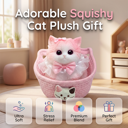 🐹 🐱 Peluche chat à presser, douce et antistress, à reprise de forme lente