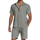 🎉 Soldes 2026 — Plus de 51 000 vendus ! 👕 Ensemble 2 Pièces Casual Respirant Homme – Col Camp & Short ☀️