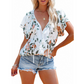 Blouse Florale Décontractée à Col en V pour Femme