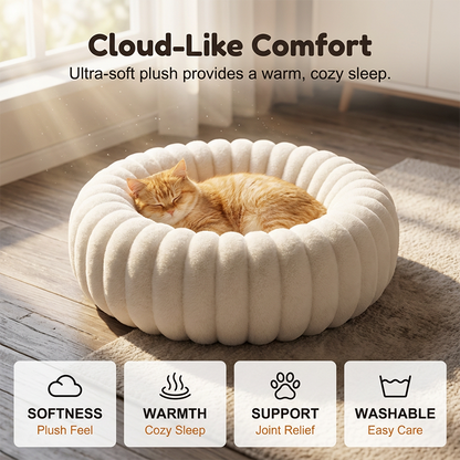 🛏️ 50% DE RÉDUCTION! 🐾 Panier rond apaisant – Bordure surélevée & douillet – Siestes sereines ☁️