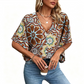 📢📢-50% !! ⏰ Blouse Femme Col V Imprimé Bohème Été Coupe Ample