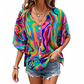 📢📢-50% !! ⏰ Blouse Femme Col V Imprimé Bohème Été Coupe Ample