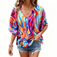 📢📢-50% !! ⏰ Blouse Femme Col V Imprimé Bohème Été Coupe Ample