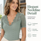 🎉 OFFRE LIMITÉE -50% ! 👚 Top Slim Col V en Dentelle – Du Bureau au Dîner avec Style ✨