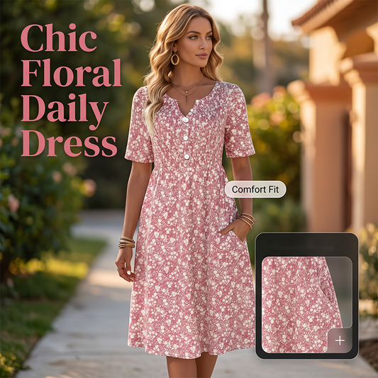 🎉 Soldes 2026 — Plus de 49 000 Vendues ! 🌸 Robe Imprimée Décontractée à Col V – Tissu Premium Doux 👗