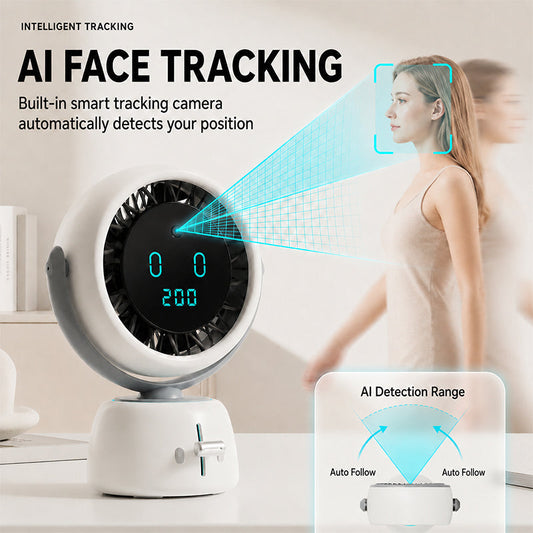 🌀 PROMO FLASH 50% DE RÉDUCTION ! 🤖 Ventilateur Intelligent avec Suivi Facial – Détection Automatique, Vitesse Variable 0-200, Oscillation 120°, Batterie 5000mAh, Ultra Silencieux 30dB 🏆