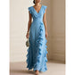 🌸 50% DE RÉDUCTION! 👗 Robe Maxi en Mousseline Col V & Volants – Fluide, légère & romantique – Parfaite pour les journées ensoleillées et les soirées d'été ☀️