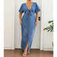 Robe Maxi en Jean Femme Col V Noué 🌸 Taille Cinée, Longueur Fluide – Un Rêve en Denim pour les Jours Ensoleillés ✨