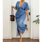 Robe Maxi en Jean Femme Col V Noué 🌸 Taille Cinée, Longueur Fluide – Un Rêve en Denim pour les Jours Ensoleillés ✨