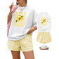 👚 Ensemble T-Shirt Imprimé Citron & Short Rayé Femme — Co-Ord Été avec Tee Oversize & Short Assorti