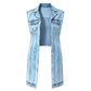 📢📢50% DE RÉDUCTION !! ⏰Robe Gilet en Jean Sans Manches Fente Haute Femme – Veste Longue Style Streetwear
