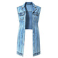 📢📢50% DE RÉDUCTION !! ⏰Robe Gilet en Jean Sans Manches Fente Haute Femme – Veste Longue Style Streetwear